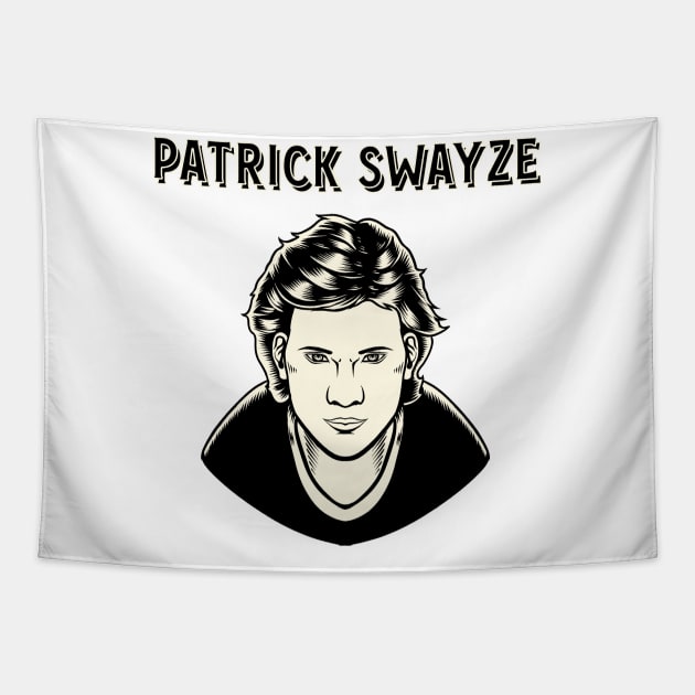 Patrick Swayze - Retro 90s Fan Art Design Tapestry by margueritesauvages