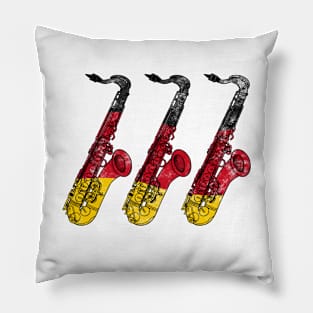 Saxophone German Flag Saxophonist Sax Player Germany Pillow