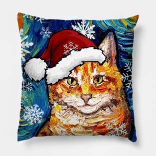 Orange Tabby Santa Pillow