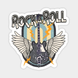 Rock & Roll Retro Electric Guitar Wings Magnet