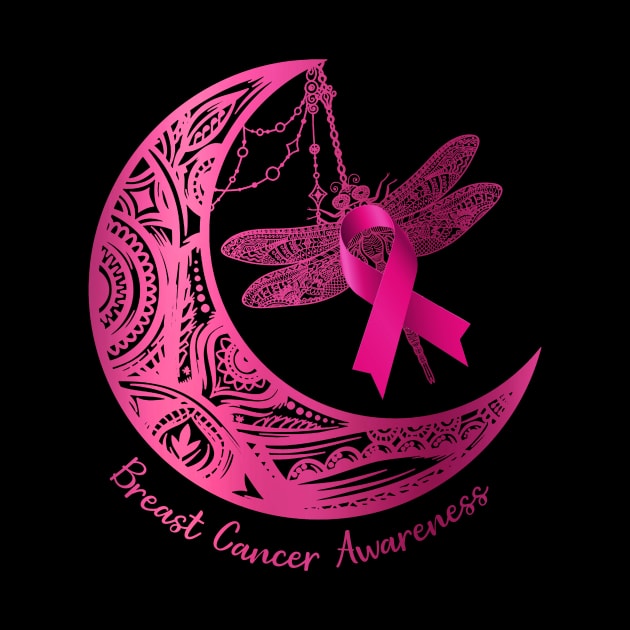 Henna Moon Dragonfly Breast Cancer Awareness by Chapmanx