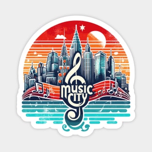 Retro Music City Magnet