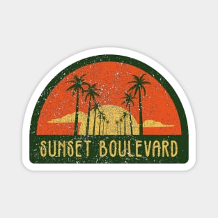 Sunset Boulevard Retro Vintage Sunset Faux Patch Magnet