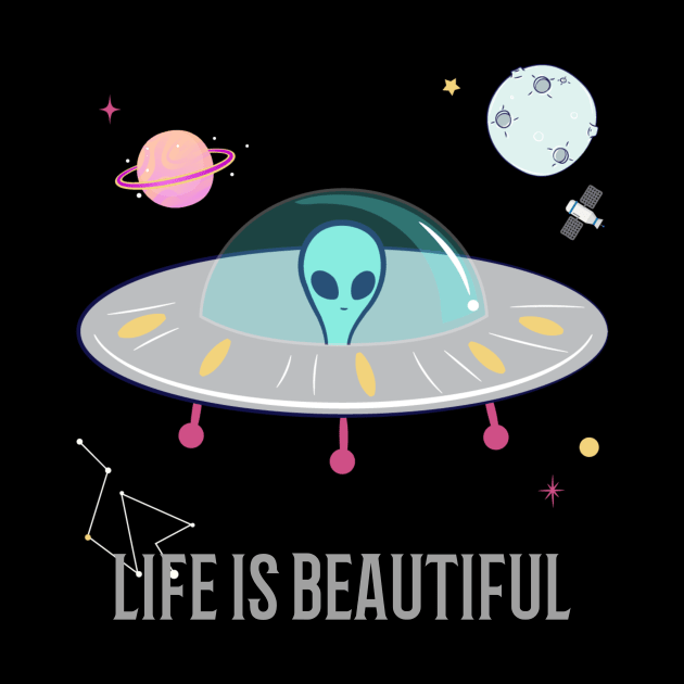 Life Is Beautiful Cool T-shirt Design by Awe Cosmos Store