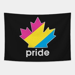 Pansexual Pride Maple Leaf - White font Tapestry