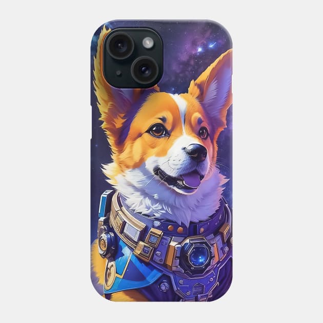 Retro welsh corgi dog travel in space Phone Case by TomFrontierArt