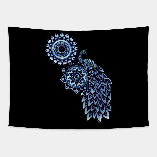 Psychedelic Peacock Design Tapestry by JammyPants