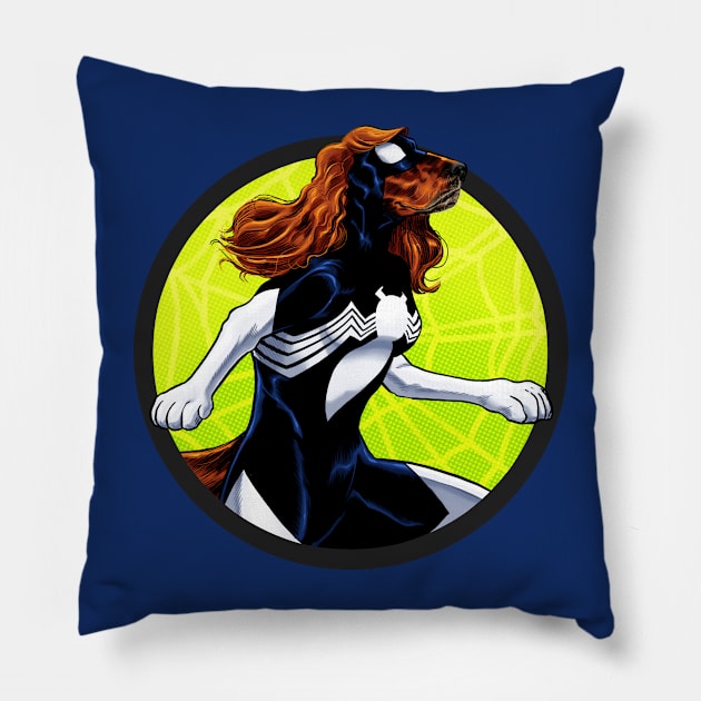 Spider-Woofin’ Pillow by ThirteenthFloor