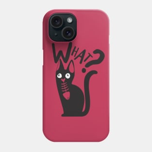 Fun Minimalist What Black And Magenta Cat Cartoon Phone Case