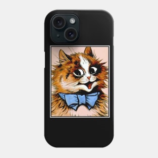 Cat with a Blue Bow : A Louis Wain abstract psychedelic Art Print Phone Case