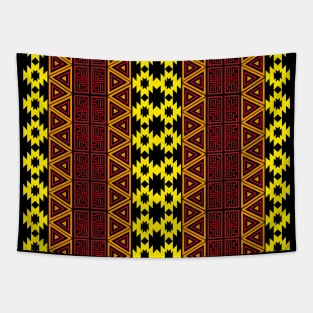 Aztec pattern design red yellow and orange Tapestry