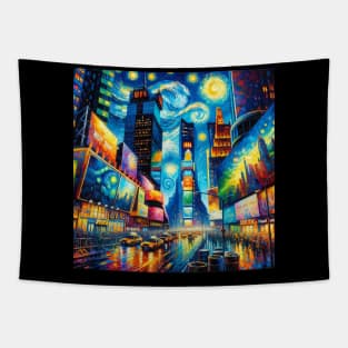 Times Square New York City Starry Night - Beautiful Iconic Places Tapestry