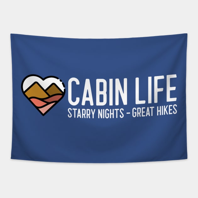 Cabin Life Starry Nights - Great Hikes Tapestry by GraphicTPro