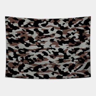 Black Grey Camouflage over Japanese Patterns Tapestry