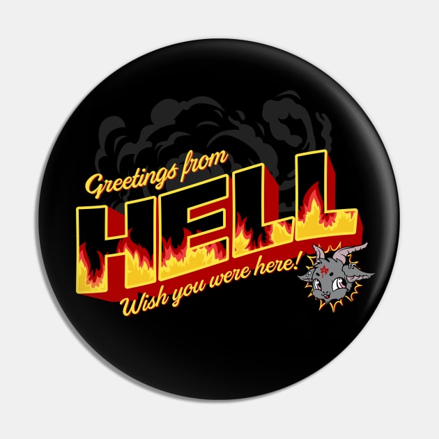 Funny Greetings from hell cute baphomet Pin by opippi