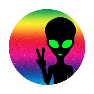 Colourful, Cute Design of an Alien Giving a Peace Sign T-Shirt