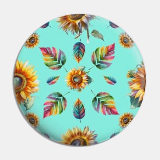 Bright Sunflowers, Floral Pattern Sunflower Drawing Pin