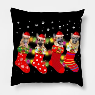 German Shepherd Stocking Christmas Lights Funny Socks Xmas Pillow