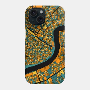 New Orleans Map Pattern in Orange & Teal Phone Case