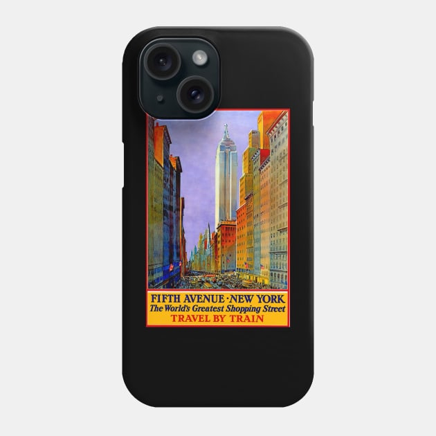 Train Ad - Fifth Ave New York - Vintage Travel Phone Case by Culturio