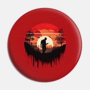 Vinyl LP Music Record Sunset Red illustration Pin