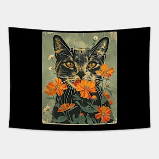 Maine Coon Cat Flowers Photo Funny Cat Lover Gift Idea Tapestry