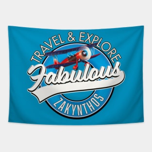 travel explore fabulous Zakynthos logo Tapestry