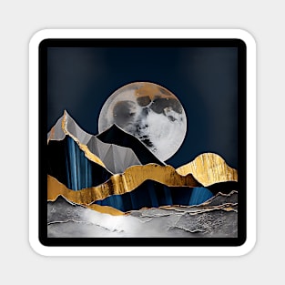 Metallic Moonlit Mountains Magnet