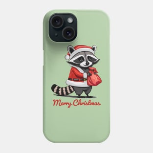 Merry Christmas - Raccoon, AKA a Trash Panda, Dressed as Santa Claus Phone Case