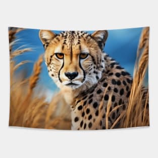 Cheetah Animal Wildlife Wilderness Colorful Realistic Illustration Tapestry