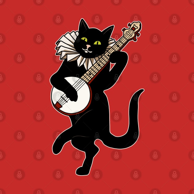 Vintage Cat Playing Banjo by valentinahramov