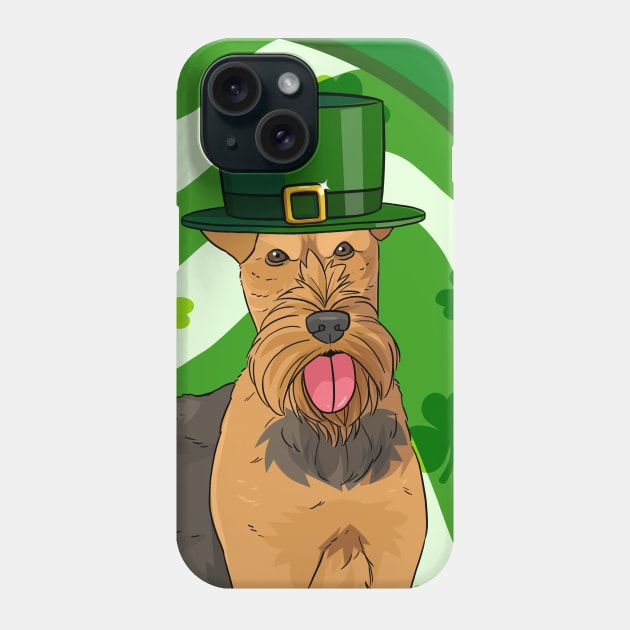 Airedale Terrier St Patricks Day Leprechaun Phone Case by Noseking