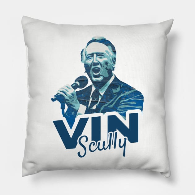 vin scully blue Pillow by Thermul Bidean