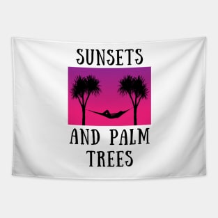 Sunsets and palm trees Tapestry