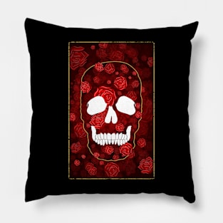 Skull, Red Roses Pillow