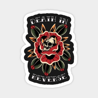 Death In Reverse - Skull with Flower Traditional Tattoo Flash Magnet