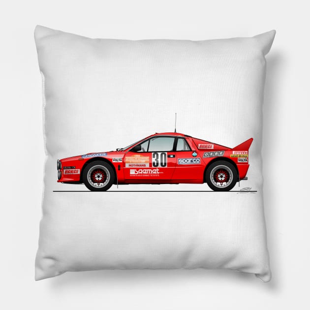 Bracco / Del Buono - Rallye Sanremo 1982 Pillow by Vanillah