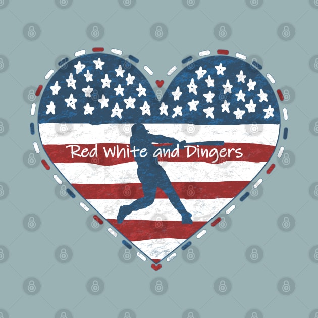 Primitive Baseball Mom Red White and Dingers Country Heart by TeeCreations