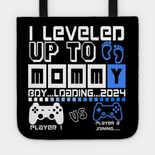 I Leveled Up To Mommy. Boy Loading 2024. Soon To Be Mom. Baby boy Tote