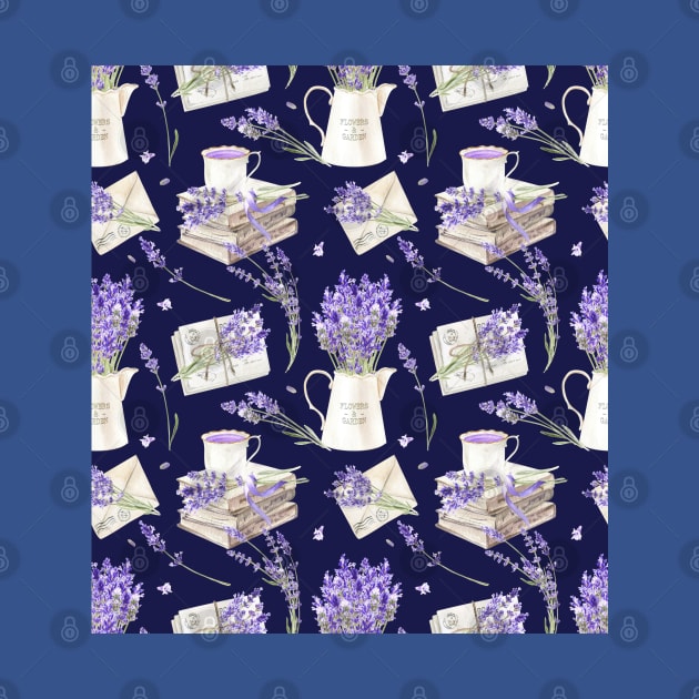 Lavender Seamless Pattern. Rustic and Cute Provencal Style. by RubyCollection