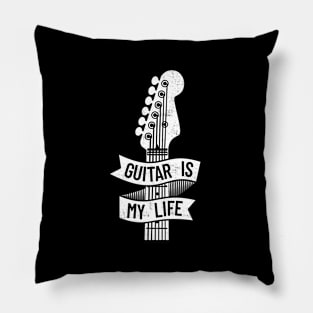 Guitar is My Life Electric Guitar Headstock Dark Theme Pillow