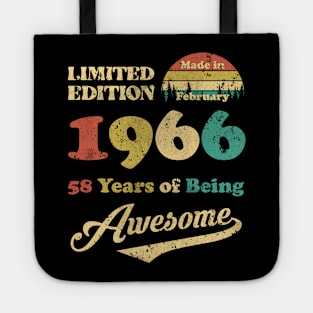 Made In February 1966 58 Years Of Being Awesome Vintage 58th Birthday Tote