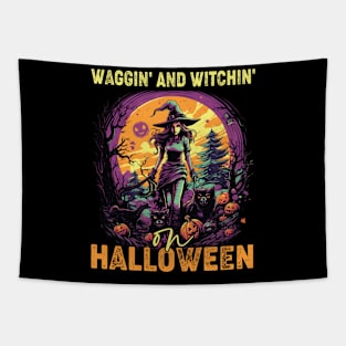 Waggin' & Witchin' Dog on Halloween Tapestry