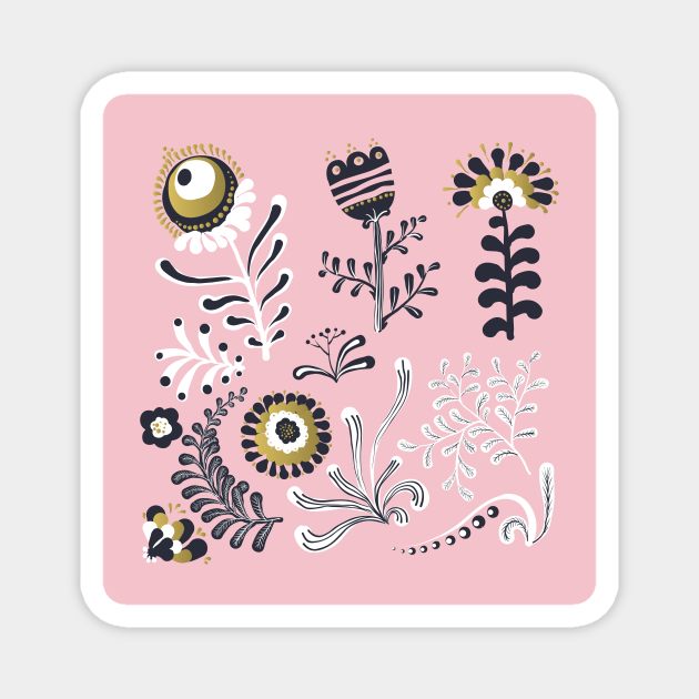 Elegance Seamless pattern with flowers Magnet by Olga Berlet