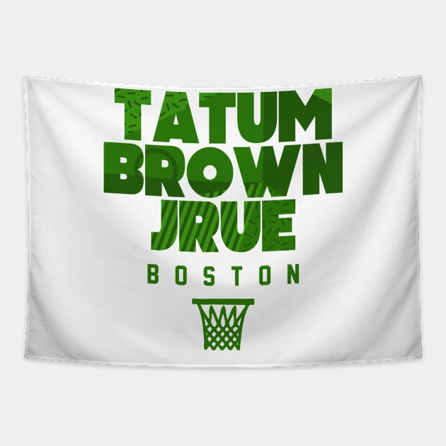 Boston Basketball Star Player Trio Retro Alt Tapestry by funandgames