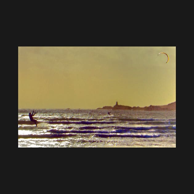 KITE SURFERS FLY TO LLANDDWYN ISLAND by dumbodancer