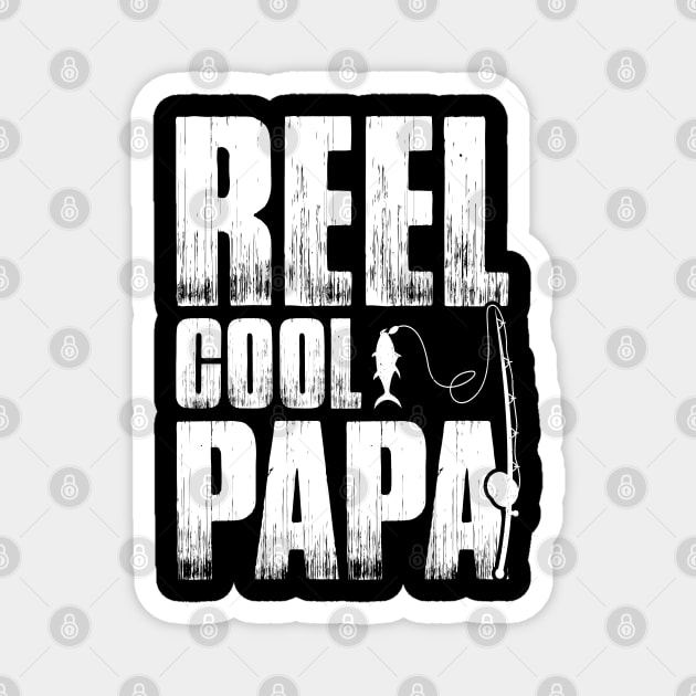 Vintage Reel Cool Papa T-Shirt | Funny Fishing Dad Gift Magnet by Prinyos