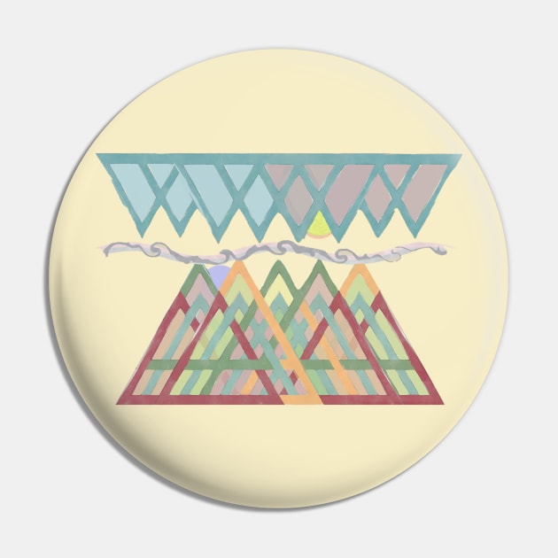 Abstract Mountain Sunset T-Shirt Pin by DISmithArt