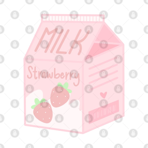 Kawaii Strawberry Milk Carton by strawberrystudio