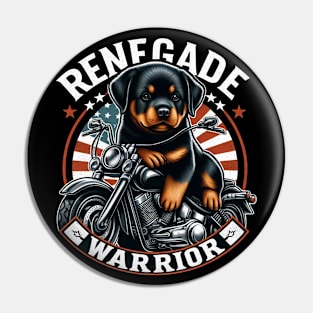 Rottweiler Puppy Motorcycle Flag Renegade Warrior Pin